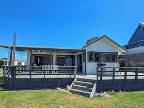 Beach side view of property