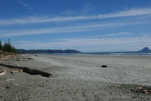 Expansive beach just across the road
