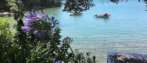 Waterfront getaway, view from front lawn