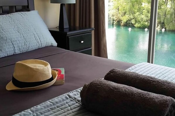 Master bedroom with spectacular river views