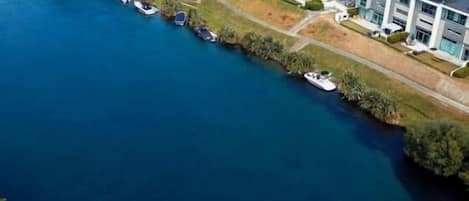 Aerial view of Riverside One and the Waikato River