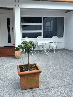 Courtyard area.  Morning sun and perfect for a coffee.