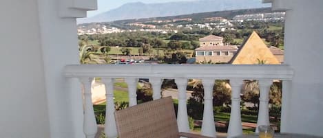 Breakfast on the balcony with the Sierra Nevada mountains in the background