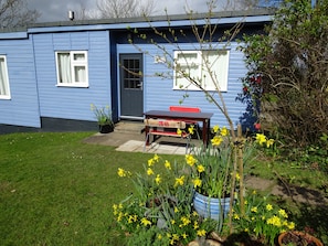 Front Patio, south facing and very sheltered.