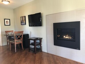 Fireplace and 32" LCD.