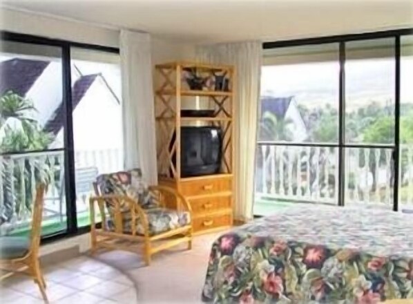 Two lanais make this studio bright and breezy.
