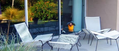 "Creekside" patio offers shade and a nice view too!