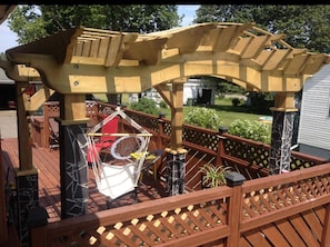 Big deck/ pergolas area for customers use.