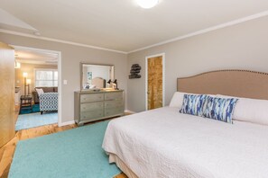 King bed in large bedroom with lots of drawer and closet space for clothes. (hangers included)
