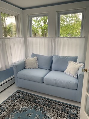 Sunroom with sleep sofa