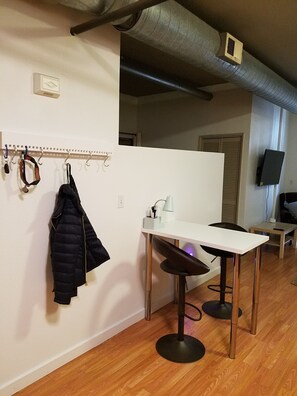 Coat & keys rack and a place to study/work