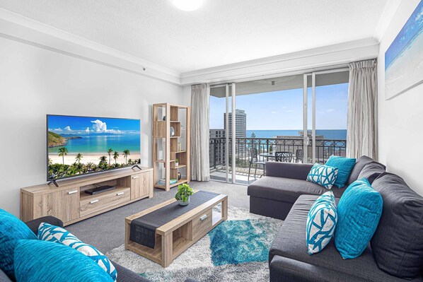 Living area with smart tv