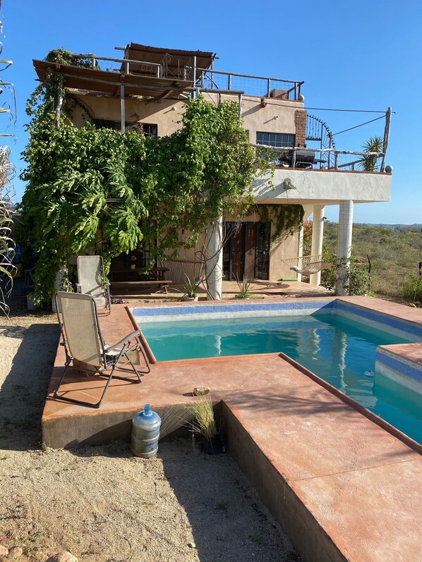 Back yard view with 2 bedroom casita patio also available for rent