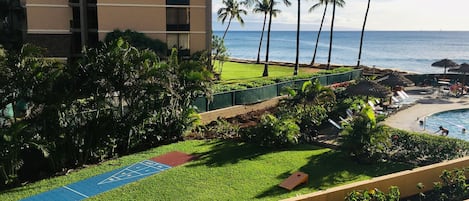 Ocean and pool views from our lanai