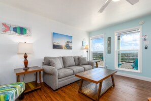 Bright and airy living space with lovely views and natural light