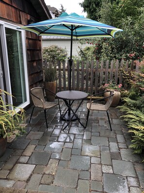 The patio in the rain.