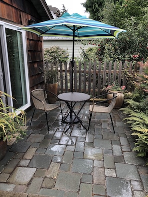 The patio in the rain.