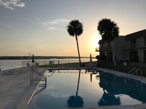 Condo's waterfront pool
