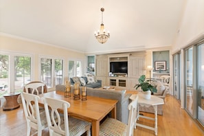 Ample dining space and TV