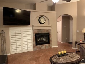 Family room with smart tv and Directv