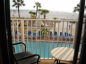 Balcony , Pool, Beach and Ocean. Winning Sand Sculpture.