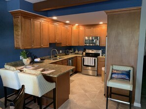 Renovated Kitchen fully stocked for in home dining