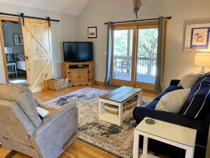 Living Area with TV, First Floor with Deck Access