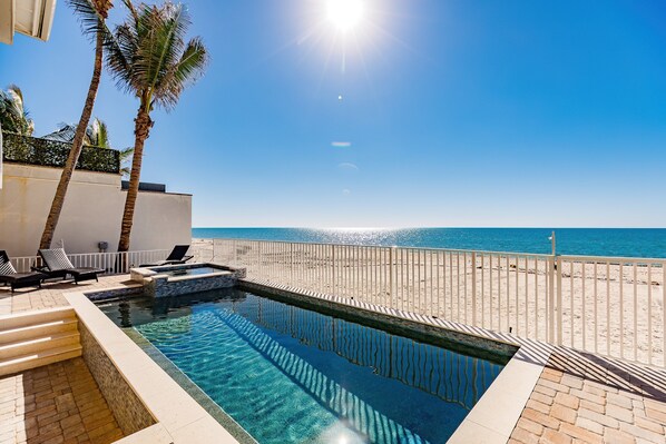 View of Pool to the beach