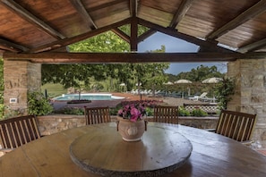 Crevole apartment with patio near the pool