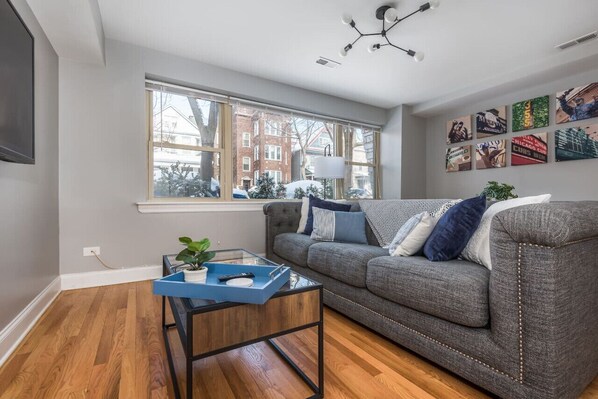 Living Area- Pullout Couch has a Queen Size Memory Foam Mattress