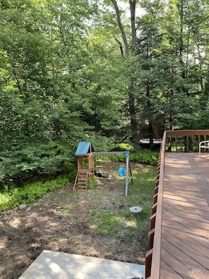 view of the swing from the deck