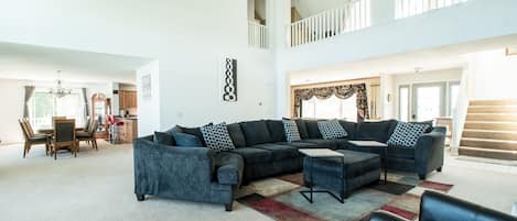 Great Room showing loft and front door