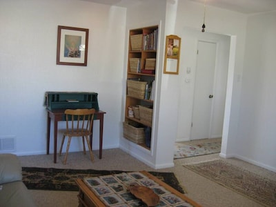 Sunny, full-sized kitchen.