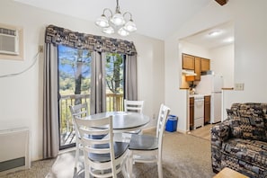 Open your sliding glass door to your private patio to some fresh Vermont air.