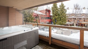 Hot tub deck with views of the village