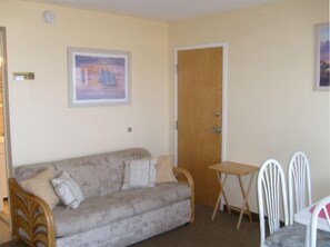 SPACIOUS LIVING AREA WITH QUEEN SLEEPTER COUCH