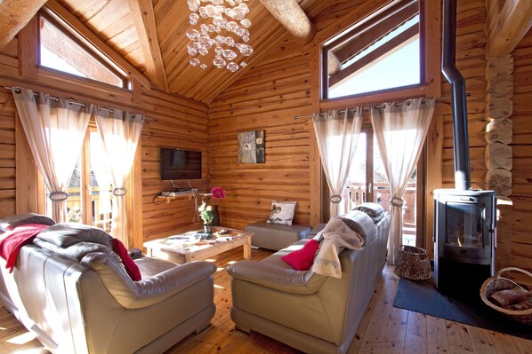 Sink into the cozy sofa after a day exploring the area.