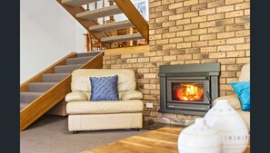 Lower level Lounge with fire