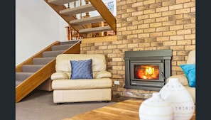 Lower level Lounge with fire