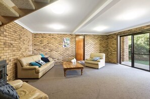 Lower Level Lounge, TV and fireplace