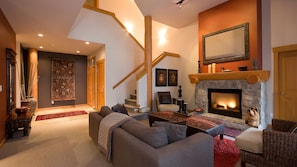 Formal living room with cozy fireplace