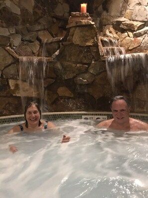 Relaxing in the indoor adults-only grotto.