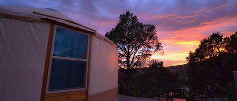 Yurt #9 sits below the upper rim but still has amazing views.  