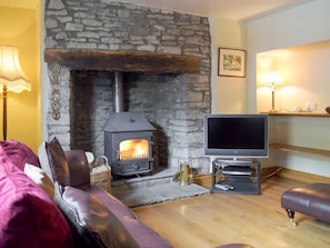 Sitting room with wood burner | The Oak, Newchurch, near Hay-on-Wye