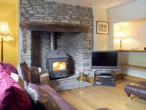 Sitting room with wood burner | The Oak, Newchurch, near Hay-on-Wye