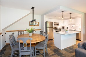 Dining area comfortably seats 8
