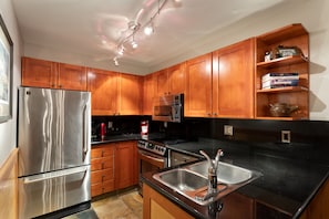 Contemporary kitchen with stainless steel appliances