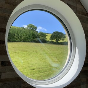 The view over the fields from the bathroom