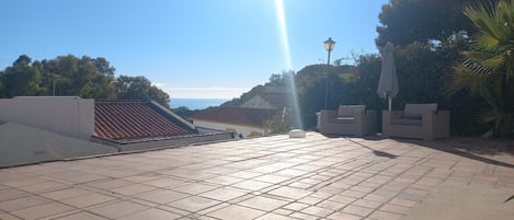 sea and mountain view from the terrace