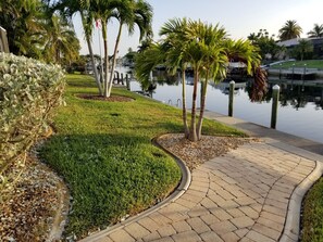 Back yard and walkway to dock